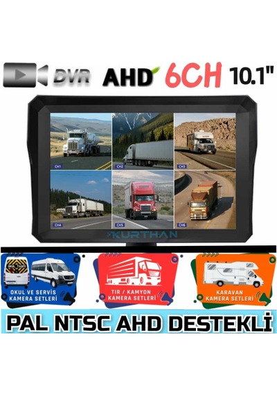 6 Kanallı Hybrid Dvr Monitör Kamerasız 256 Gb - 12 24 Volt