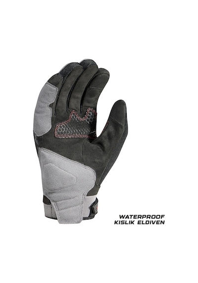 Ebakbak Motosiklet Kışlık Eldiven Waterproof Oxford Ve Deri Kumaş Premium Motor Korumalı Eldiveni Kırmızı