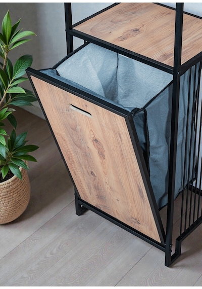 Dekoratif Kirli Sepetli Banyo Dolabı Ahşap Raflı Metal Gövdeli 2 Raflı Çamaşır Sepeti Banyo Düzenleyici Organizer Siyah Dekoratif Kirli Sepetli Banyo Dolabı Ahşap Raflı Metal Gövdeli 2 Raflı Çamaşır Sepeti Banyo Düzenleyici Organizer Siyah