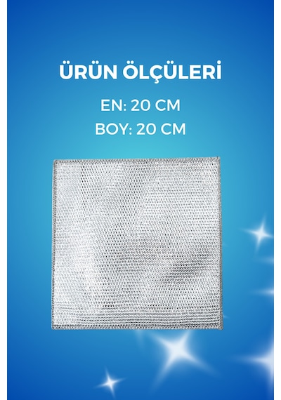 Grimorlife 4 Adet İnox Telli Ovucu 2 Katlı Temizlik Bezi- Çizmez Bulaşık Bezi Bulaşık Teli 20x20 Cm