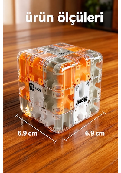 3d Labirent Küp Bulmaca Çelik Bilyeli Eğitici Zeka Oyuncağı Döner Duyusal Beceri Oyunu 6,9 Cm