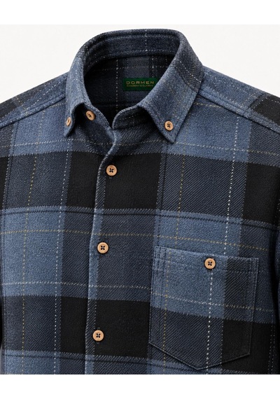 Classics Men Regular Fit Erkek Kışlık Hakiki Oduncu Gömleği Lacivert