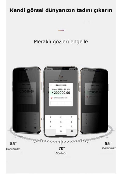 Apple Uyumlu  iPhone 12 Pro Kor Privacy Cam Ekran Koruyucu