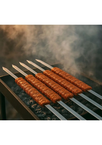 Adana Kebap Kıyma Şişi 5 Adet Tavuk Kanat Şişi 60 Cm,5 Adet.silme Sac Kebap Kıyma Şişi 55 Cm,set 10 Parça