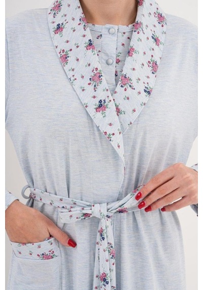 Mecit Pijama Mecit 6320 Mavi Büyük Beden Kadın Sabahlık Pijama Gecelik Set Mavi