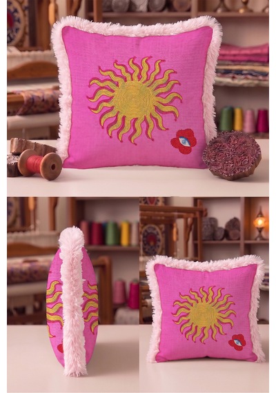 Güneş Motifli Fuşya Saray Saçaklı Yastık Kılıfı - Etnik Celestial Pembe Krem Püsküllü Kırlent Kılıfı Kayıp Yörünge Saten Güneş Motifli Fuşya Saray Saçaklı Yastık Kılıfı - Etnik Celestial Pembe Krem Püsküllü Kırlent Kılıfı Kayıp Yörünge Saten