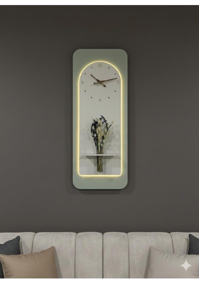 Açelya Ahşap Pilli Ledli İskandinav Tarzı Salon Duvar Rafı Modern Çiçeklik 40x100 Cm Çok Renkli