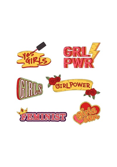 Gırl Power Temalı Telefon Ve Bilgisayar Yüzeylerine Uygun Sticker Seti