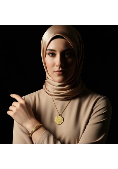 Hat Sanatı Ayetel Kürsi Kolye Ve Ayetel Kürsi Bileklik Seti Gold Çelik Altın