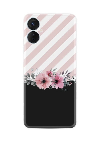 Tecno Camon 19 Neo Kılıf Resimli Desenli Baskılı Silikon Strip Pink Flowers 1396