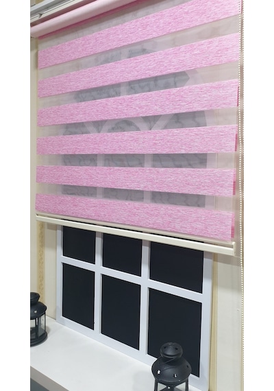 Lux Bambu Stor Zebra Perde Fuşya Pembe Etek Dilimli Stb 400 V16