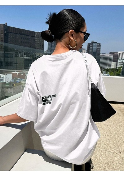 Unisex Beyaz Oversize Cheeris Time Baskılı Örme T-shirt Beyaz Unisex Beyaz Oversize Cheeris Time Baskılı Örme T-shirt Beyaz