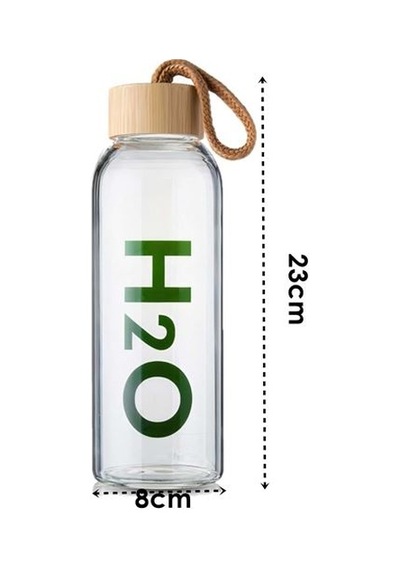 Cam Matara - 800 Ml Bambu Kapaklı Borosilikat Cam Matara - Ofis Matarası 721961 Yeşil