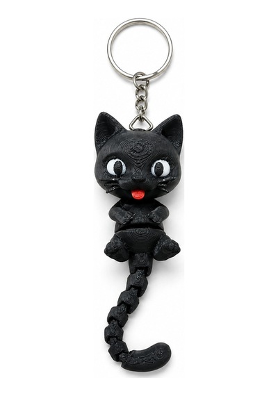 3d Marketi Siyah Kedi Figür Anahtarlık Charm 2'li Set