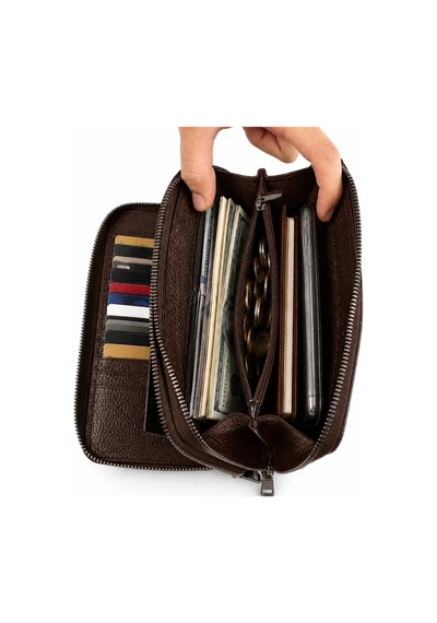 Alphaclub Bag Erkek Hakiki Deri Kahverengi Çok Bölmeli El Çantası