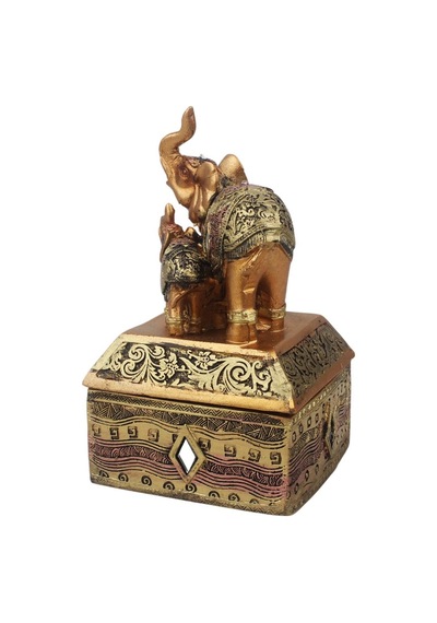 Feng Shui Şans Getiren Fil Biblo Mücevher Kutusu 14 Cm Dekoratif Ev Hediyesi Lüks Tasarım