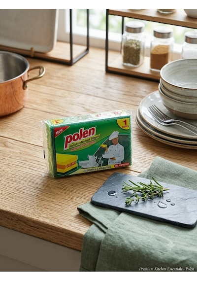 Endüstriyel Oluklu Bulaşık Süngeri Bpa Free - Kalın Keçeli - 1 Adet