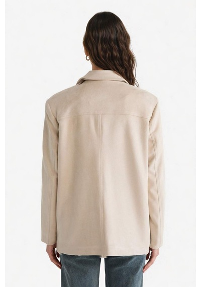 Defacto Regular Fit Ceket Yaka Süet Blazer Ceket E7236ax25aubg220 Bej