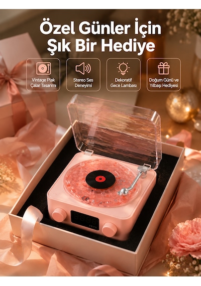 Retro Bluetooth Hoparlör Yumuşak Gece Lambası Ve Saat Göstergeli Yeni Nesil - Lisinya