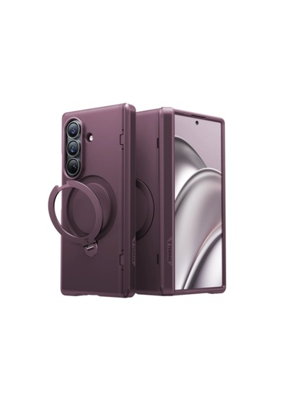 Torras Samsung Galaxy Uyumlu Z Fold 8 Ultra Ostand Q3 Spin 2 Adet Ekran Koruyuculu Magsafe Kılıf Mor