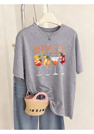 Noıssey Urban Pop Graphic Kadın Tişört Koleksiyonukod 5515 Gri