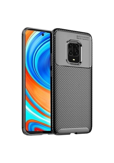 Fibaks Redmi Note 9 Pro/9s Uyumlu Kılıf Rugged Armor Karbon Desenli Yüksek Kalite Silikon Negro