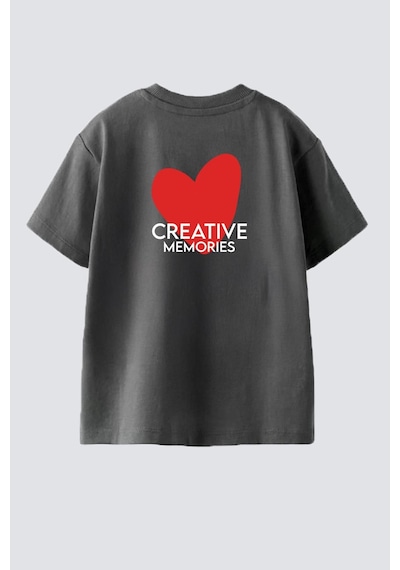 Monila Kız Çocuk Pamuklu Bisiklet Yaka Sırtı Baskılı T-shirt Antrasit