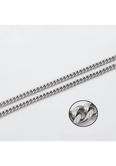 Platin Kaplama Klasik Gurmet Zincir Kolye / 50 Cm Silver