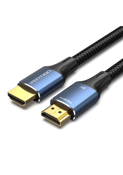 Vention Hdmı 2,1 Kablo 8k 60hz 4k 120hz 48gbps Pamuk Örgülü Alüminyum Alaşım - Mavi 2m