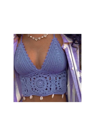 Tığ İşi Motif Detaylı İç Göstermez Crop