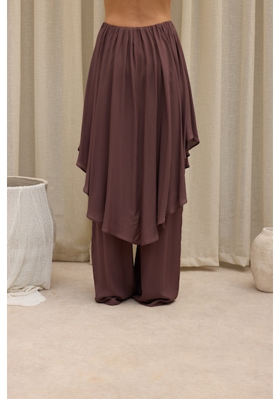 Mai Collection Marina Etek Detaylı Kahve Pantolon Takım