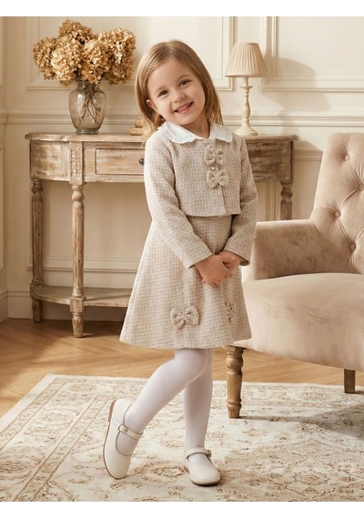 Xo Kids Fiyonklu Bebe Yakalı Tüvit Kız Çocuk 3lü Bej Elbise Takımı 3-7 Yaş 4410 Bej Xo Kids Fiyonklu Bebe Yakalı Tüvit Kız Çocuk 3lü Bej Elbise Takımı 3-7 Yaş 4410 Bej