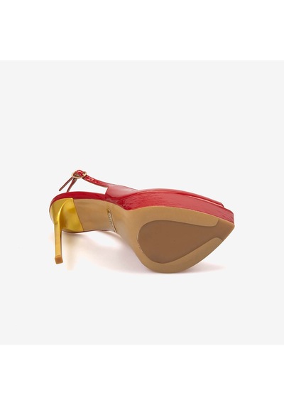 Rouge Kadın Enjeksiyon Kösele Taban Slingback 14,5cm İnce Topuklu Gece & Abiye Ayakkabı 7608 Kırmızı