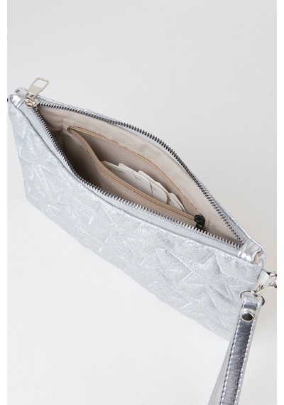 Vivaq Kadın Gümüş Simli Yıldız Nakışlı Suni Deri Bilek Ve Zincir Askılı Portföy El Ve Clutch Çanta