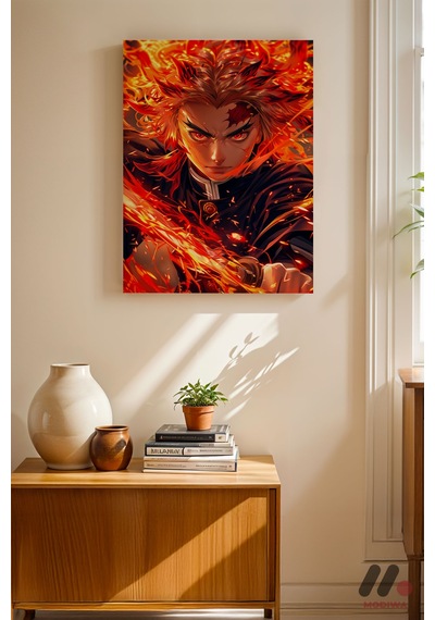Demon Slayer Rengoku Poster, Çerçevesiz Yüksek Kalite Duvar Afişi - Anime Severlere Özel Hediye