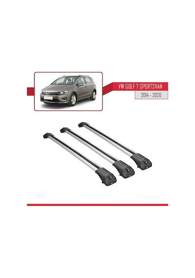 Volkswagen Golf 7 Sportsvan 2014-2020 Arası İle Uyumlu Ace-1 Ara Atkı Tavan Barı Gri 3 Adet Bar