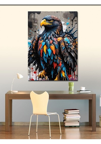 Kanvas Tablo Kartal Renkli Boyama 50cmx70cm