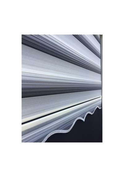 Gri Renk Geçişli Zebra Stor Perde Etek Dilimli Gri - 97252444 Gri