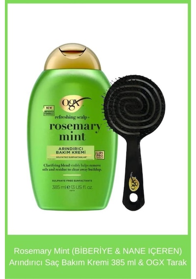 Rosemary Mint Biberiye & Nane Içeren Arındırıcı Saç Bakım Kremi 385 Ml & Ogx Tarak