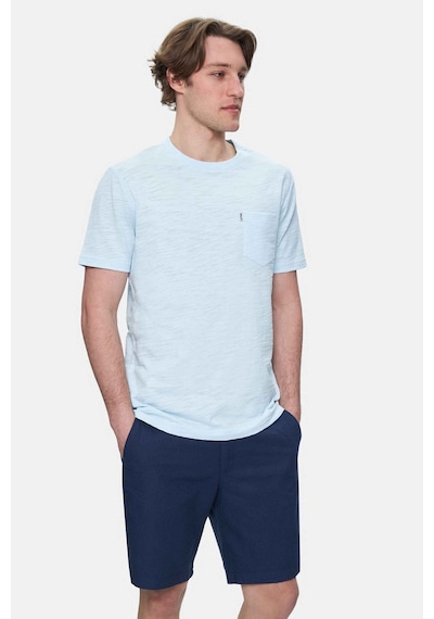 Ucla Caleb Gök Mavi Bisiklet Yaka Cepli Standard Fit Erkek Tshirt Gök Mavi