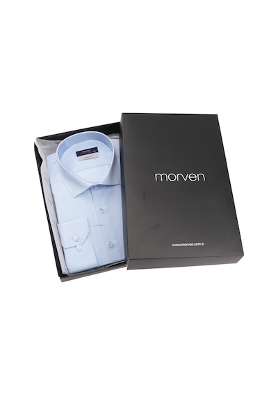 Morven Buz Mavisi Slim Fit Düz Sert Yaka Kolay Ütülenebilen Hediye Kutulu Uzun Kollu Gömlek 99mc004001311 Buz Mavisi