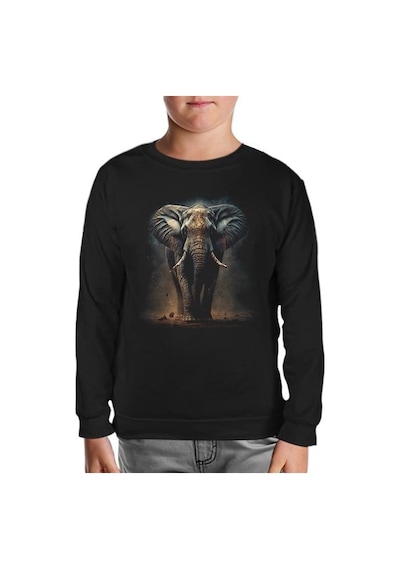 Lord Tshirt Elephant Walking İn The Dust Siyah Çocuk Sweatshirt 001