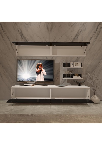 Decoraktiv Eko 5 Mdf Std Silver Tv Ünitesi Tv Sehpası Beyaz - Siyah