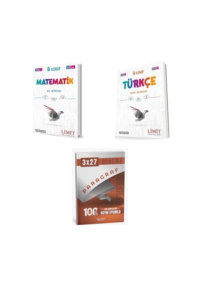 2027 Limit 8. Sınıf Matematik El Kitabı + Türkçe Soru + Anla Kazan Paragraf Deneme 3'lü Set