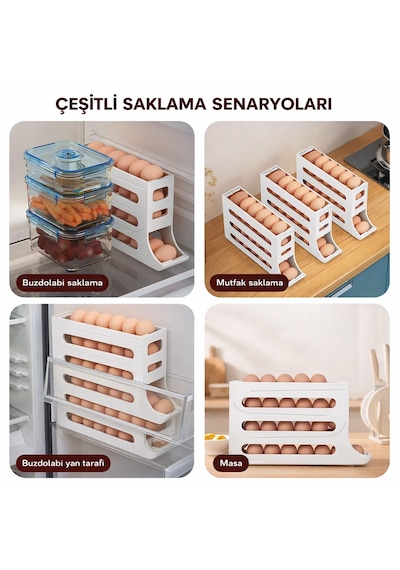 Microcase Abs Plastik Dolapiçi Yuvarlanır Tip Yumurta Organizer Ve Standı 2 Adet Al54529 Beyaz