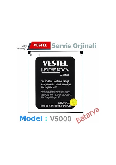 Vestel Uyumlu Venüs V5000 V 5000 Batarya 2230Mah Vakumlu Ambalajın