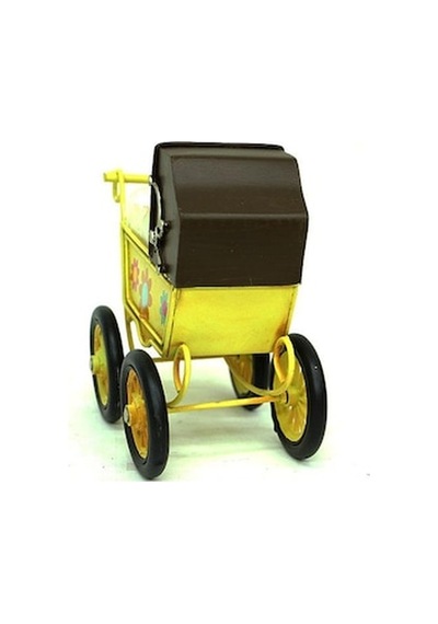Peanelife Dekoratif Metal Bebek Arabası Biblo Vintage Hediyelik