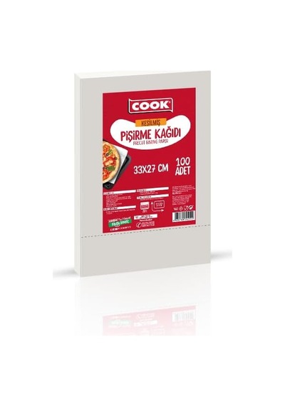 Cook Edt Kesilmiş Pişirme Kağıdı, 33 X 27 Cm, 100 Yaprak Çok Renkli