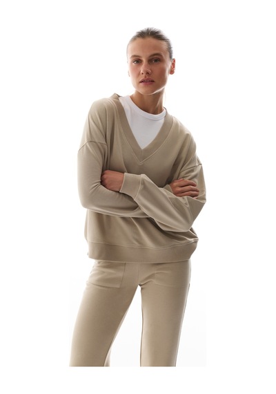 Penti Bej Geniş V Yakalı Sweatshirt