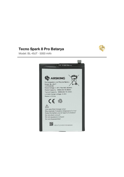 Tecno Spark 8 Pro Uyumlu Güçlendirilmiş Batarya Bl-49jt 5000 Mah Pil Telefon Bataryası Battery